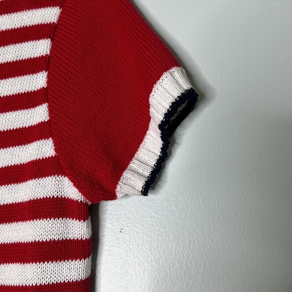 Vintage 4th of July short sleeve button up American Flag sweater size small - Picture 8 of 11